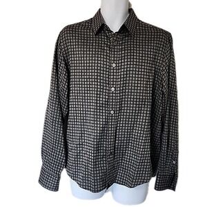 UNTUCKit Spread Collar Button Up Shirt Gray Check LongSleeve 100% Cotton Men's M